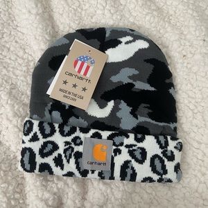 camo and leopard print carhartt beanie